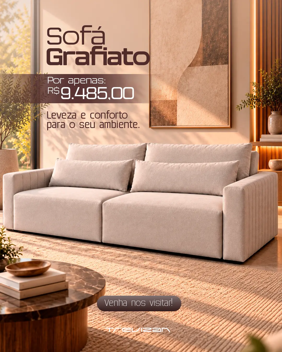 Sofá Grafiato — apresentação e condições da seleção Trevizan